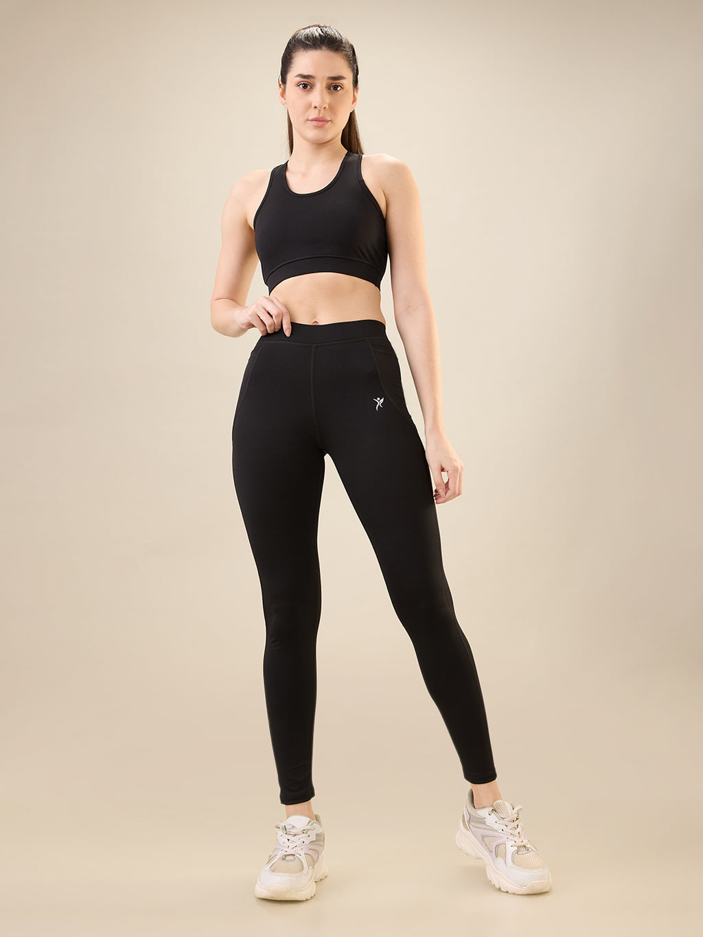 Zyra Fit Essential Mid-Waist Leggings with Pocket– Jet Black