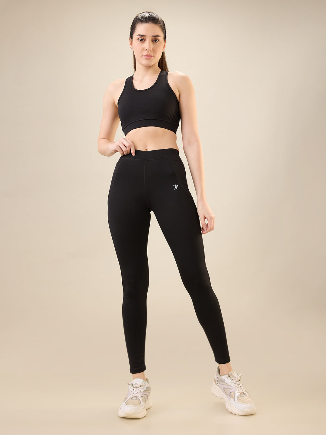 Zyra Fit Essential Mid-Waist Leggings with Pocket– Jet Black