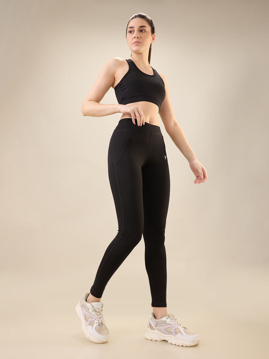 Zyra Fit Essential Mid-Waist Leggings with Pocket– Jet Black