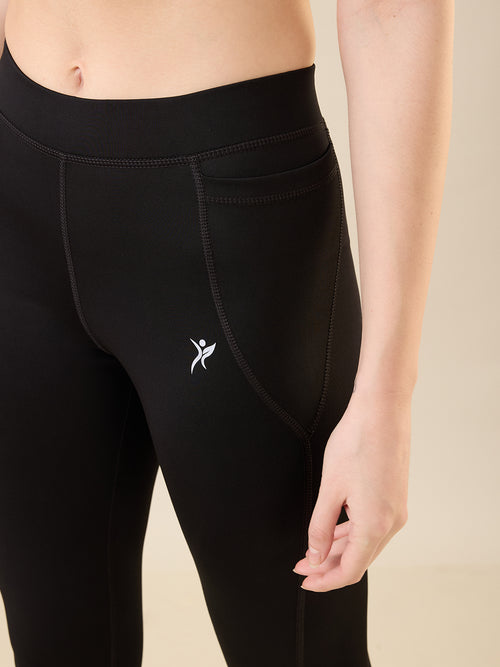 Zyra Fit Essential Mid-Waist Leggings with Pocket– Jet Black