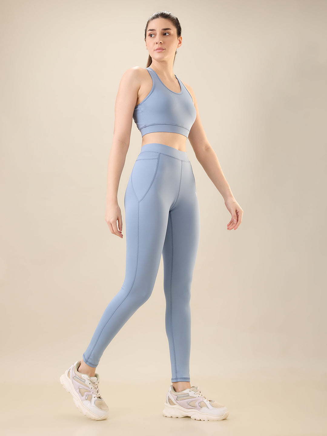 Zyra Fit Essential Mid-Waist Leggings with Pocket– Pitch Blue