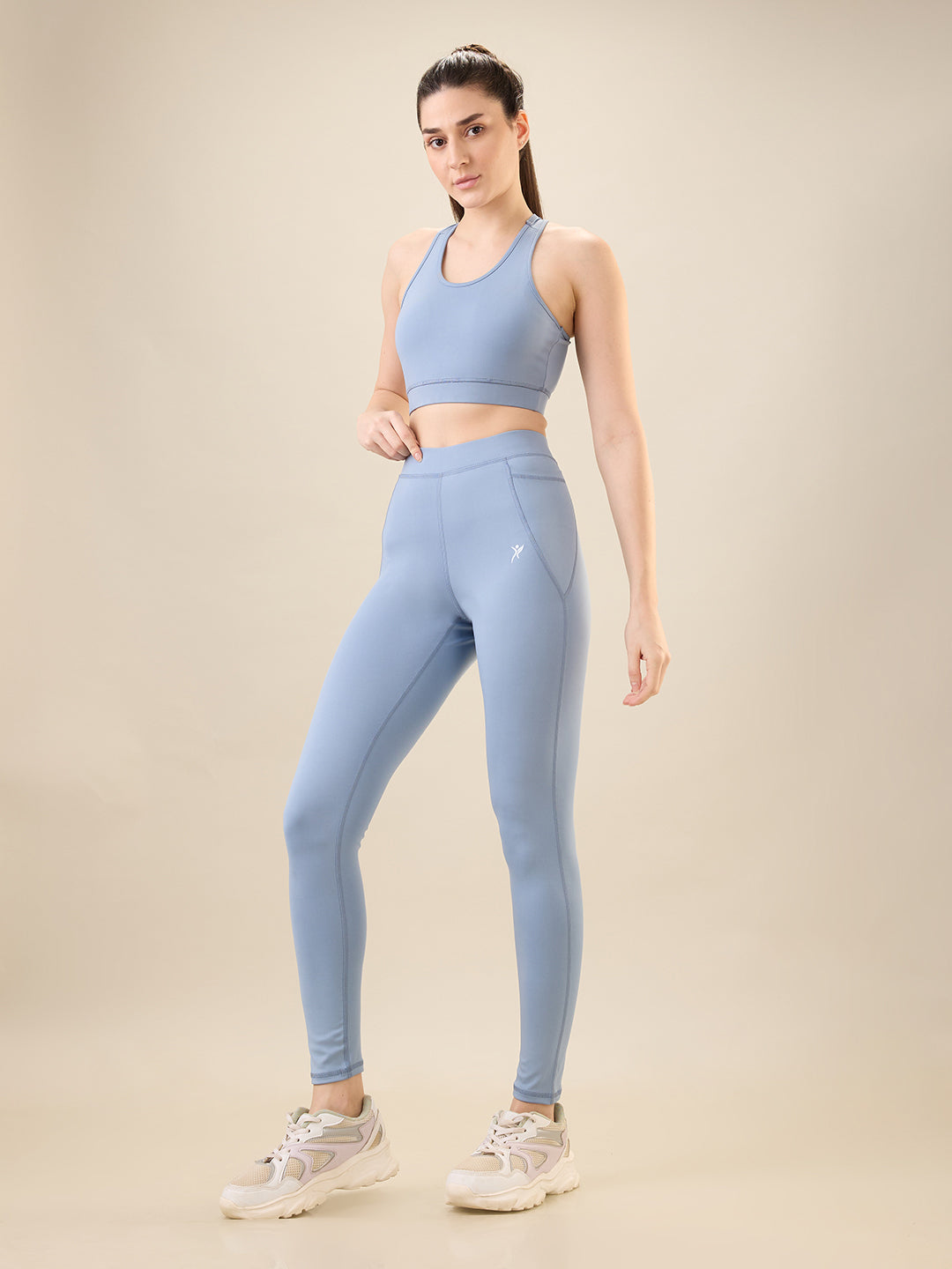 Zyra Fit Essential Mid-Waist Leggings with Pocket– Pitch Blue