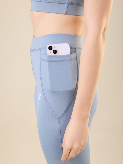 Zyra Fit Essential Mid-Waist Leggings with Pocket– Pitch Blue