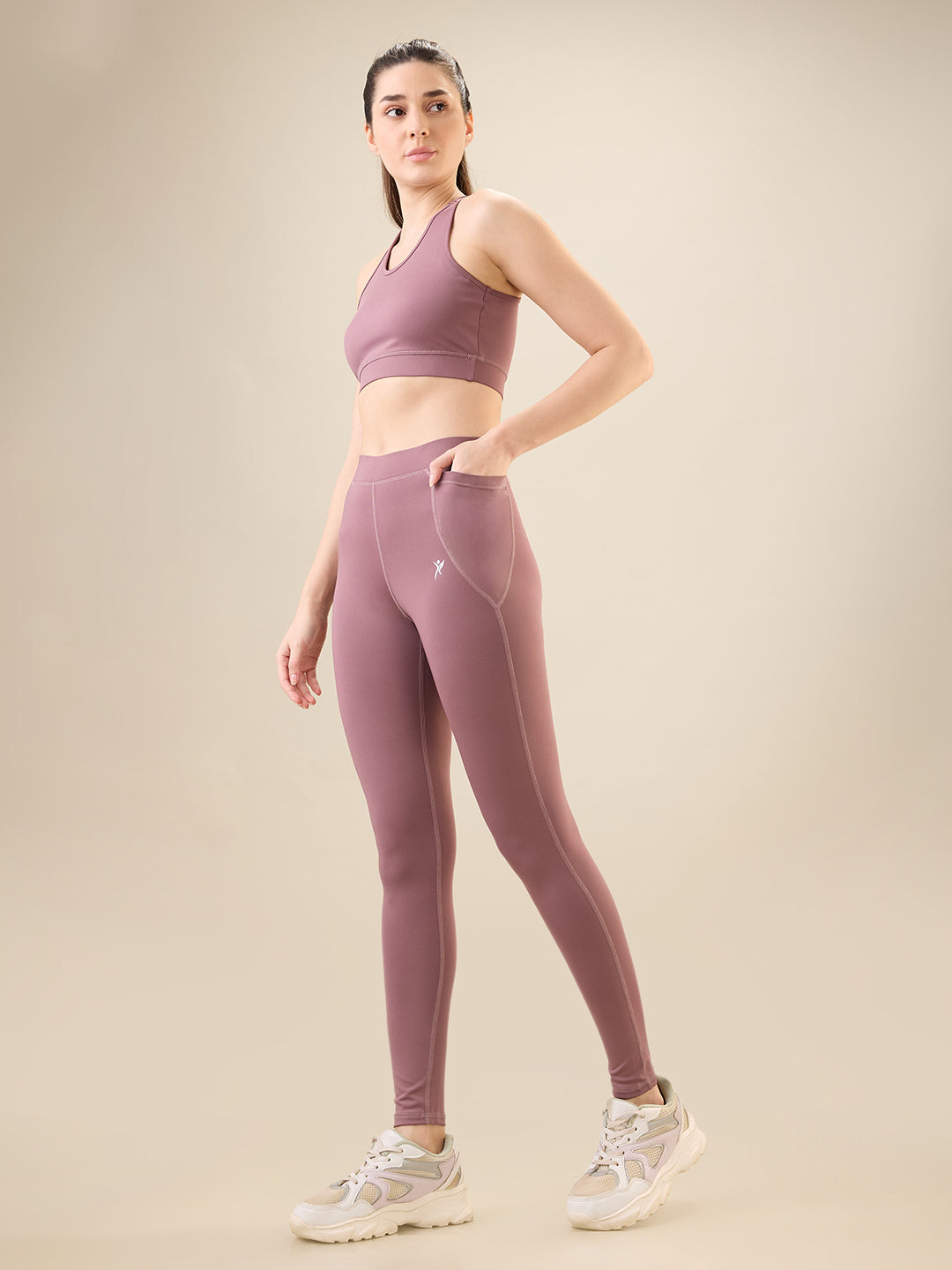 Zyra Fit Essential Mid-Waist Leggings with Pocket– Twilight Rose
