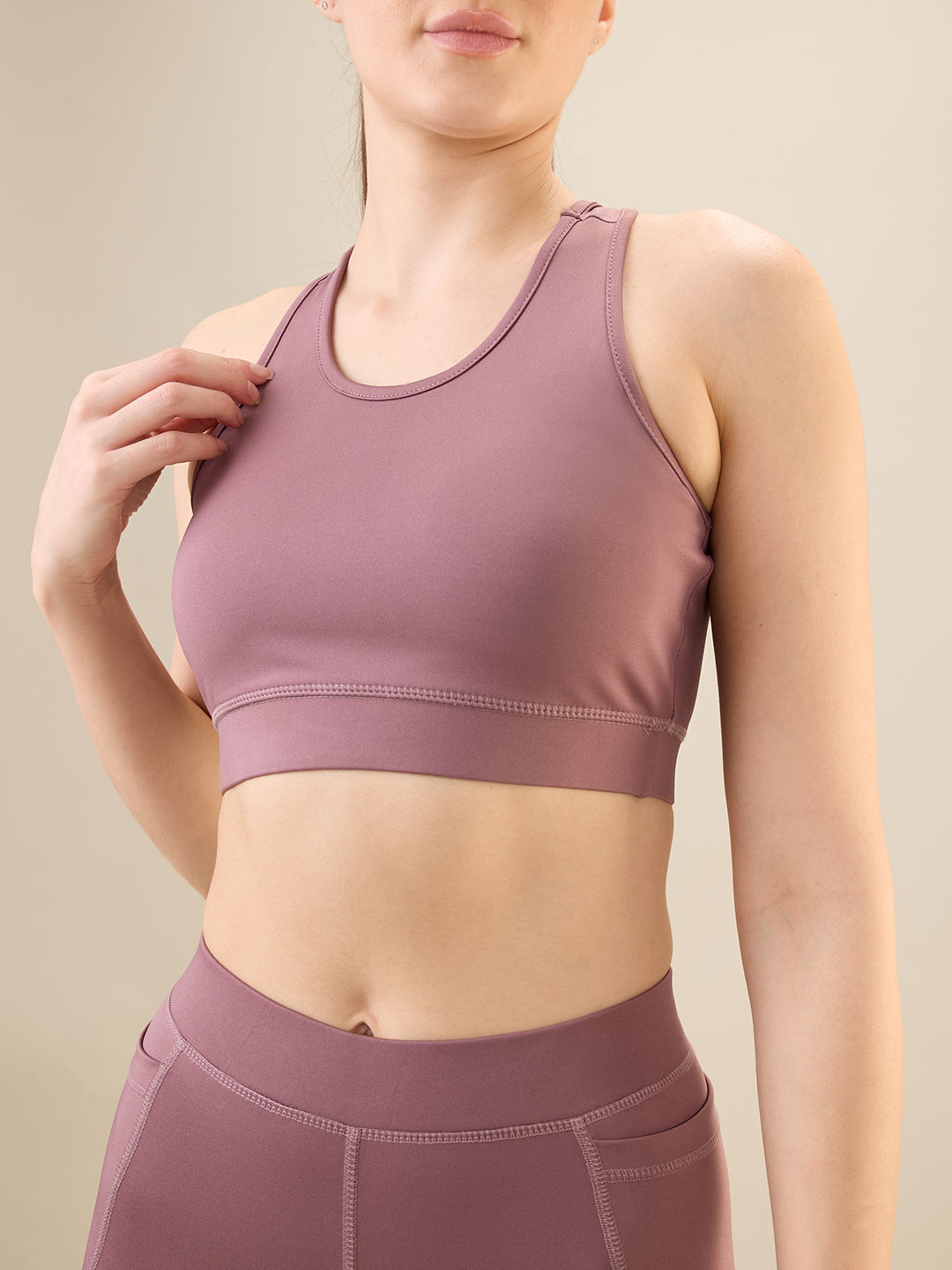 Zyra Fit Non Padded Wire Free Performance Active Wear Sports Bra - Twilight Rose