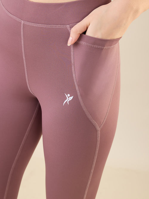 Zyra Fit Essential Mid-Waist Leggings with Pocket– Twilight Rose