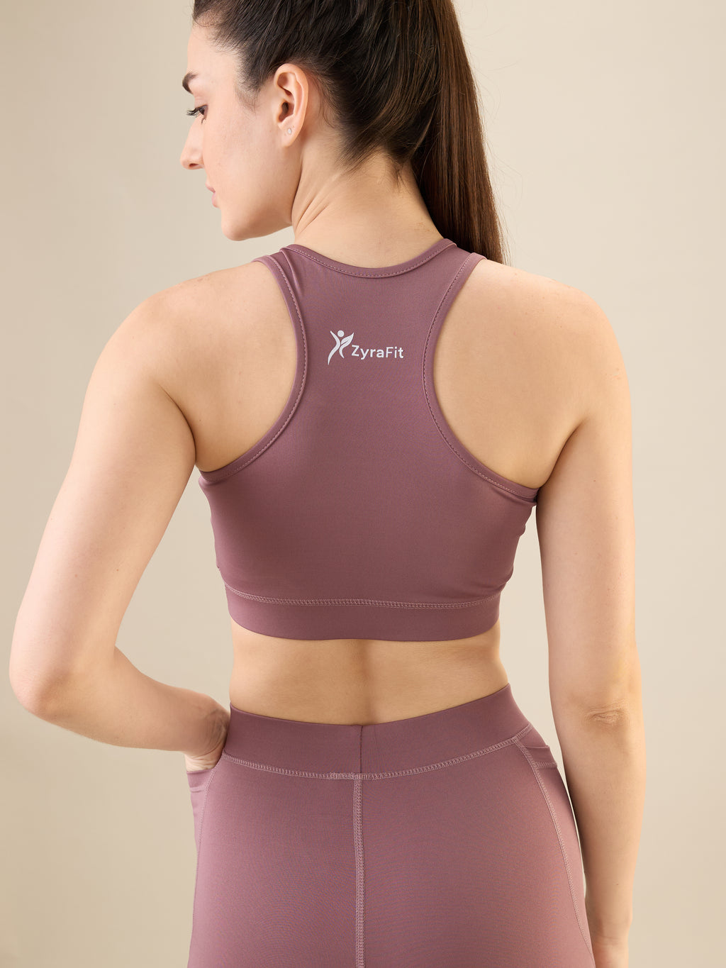 Zyra Fit Non Padded Wire Free Performance Active Wear Sports Bra - Twilight Rose