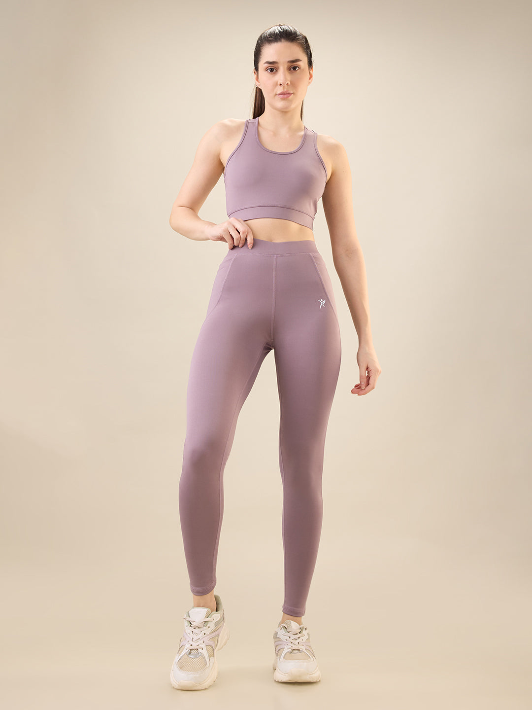 Zyra Fit Essential Mid-Waist Leggings with Pocket– Violet -Veseng