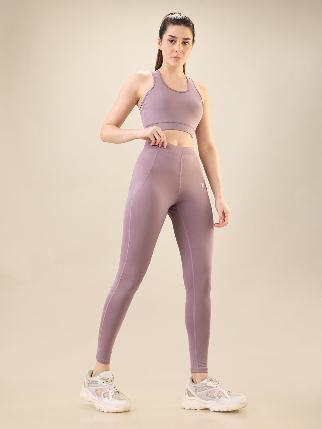 Zyra Fit Essential Mid-Waist Leggings with Pocket– Violet -Veseng