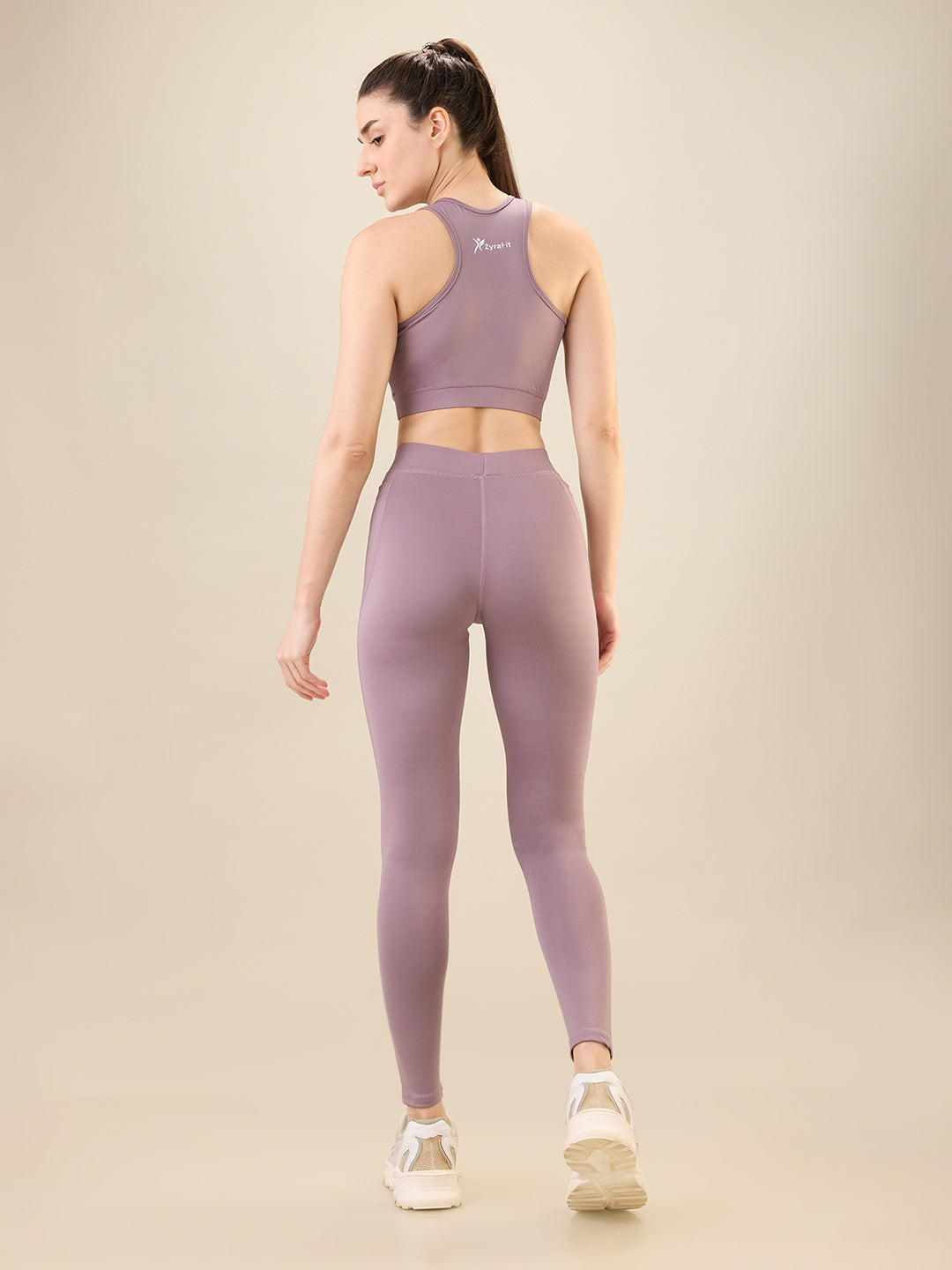 Zyra Fit Essential Mid-Waist Leggings with Pocket– Violet -Veseng